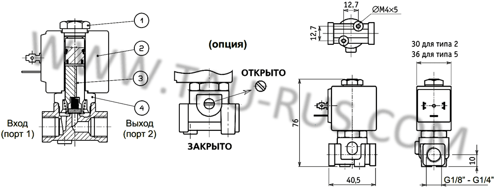 Устройство и размеры арматурных клапанов E106BB52, E106BB35, E106BB64, E106BB45, E106BW64, E106AB25, E106AB35, E106BW35