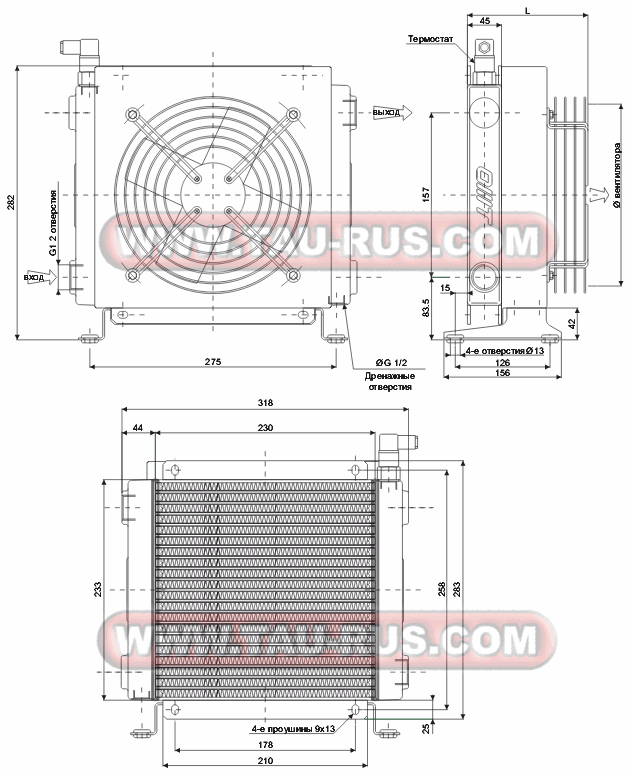 Схема размеров теплообменников SS15 Схема размеров теплообменников SS15