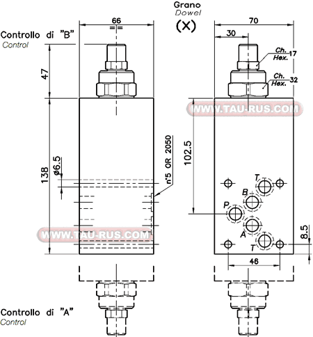 Размеры клапана OWC-SE-L10 (001.483.0X0)