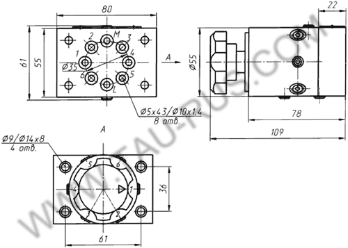 Габаритные и присоединительные размеры ПМГ-6С