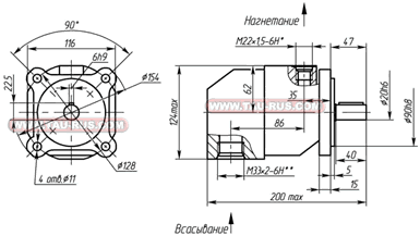 Размеры насосов НПл габарит 1 на давление 16 МПа Размеры насосов НПл габарит 1 на давление 16 МПа