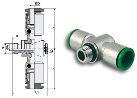 Фитинг цанговый двойной угловой поворотный чертёж, фото