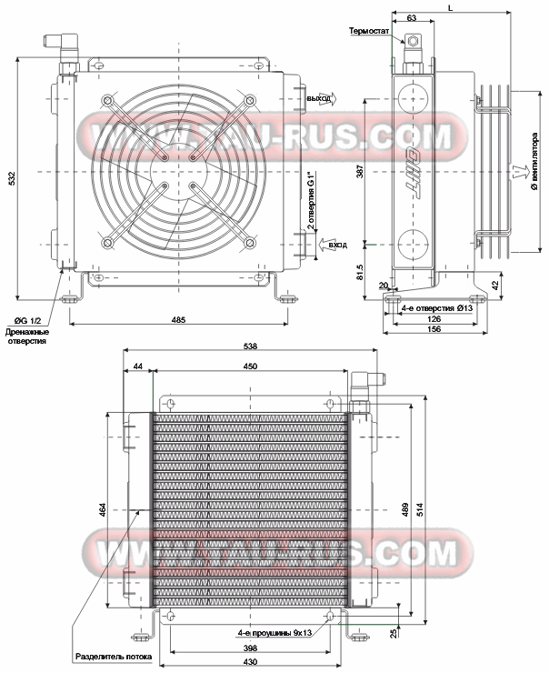 Схема размеров теплообменников SS240