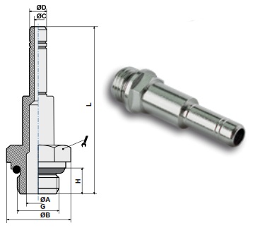 Штуцер высокий под цанговый фитинг чертёж, фото