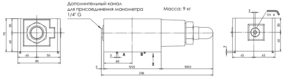 Размеры гидроклапанов JPG-211/100 / V, JPG-211/210 / V Размеры гидроклапанов JPG-211/100 / V, JPG-211/210 / V