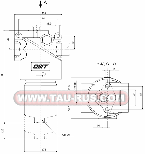 Габаритные размеры фильтров HMM28...
