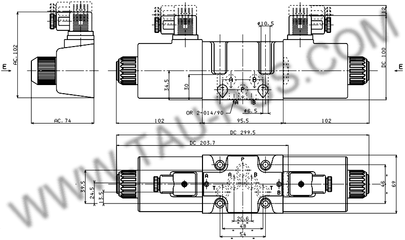 Габаритные и присоединительные размеры AD5E02CM00, AD5E05CM00, AD5E03CM00, AD5E01CM00, AD5E04CM00, AD5E15EM00, AD5E16EM00, AD5E16FM00, AD5E02CE00, AD5E05CE00, AD5E03CE00, AD5E01CE00, AD5E04CE00, AD5E15EE00, AD5E16EE00, AD5E16FE00