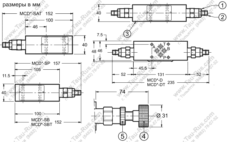 Габаритные и присоединительные размеры Клапан предохранительный MCD | Гидроклапан MCD(2,3,4,5,6)-DT(SP,SAT,SBT,SB,D) / 51 / N(V) / K Габаритные и присоединительные размеры Клапан предохранительный MCD | Гидроклапан MCD(2,3,4,5,6)-DT(SP,SAT,SBT,SB,D) / 51 / N(V) / K