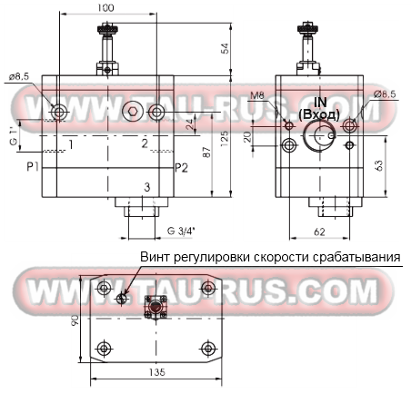 Размеры ручных отсечных клапанов 17330.A и 17330.B