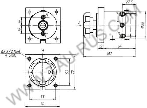 Габаритные и присоединительные размеры ПМГ-6