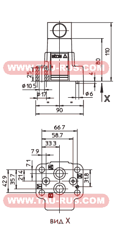Размеры клапанов ATOS AGIR-10, AGIS-10, AGIU-10