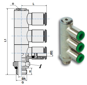 Коллектор цанговый трехуровневый поворотный чертёж, фото