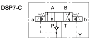 Гидросхема DSP7- с обратным клапан, встроенном в линии P