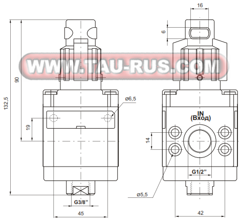 Размеры ручных отсечных клапанов 17330.A и 17330.B