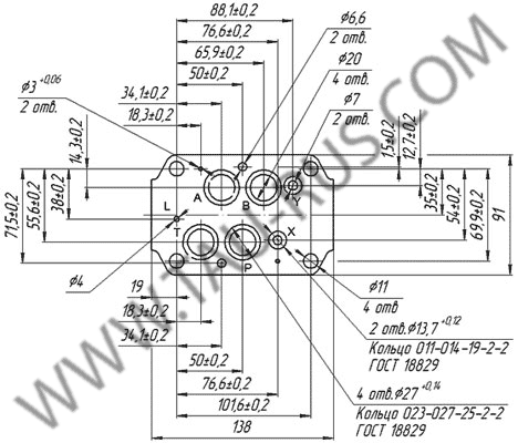 Присоединтельные размеры гидрораспределителей ВЕХ16 44 Г24, ВЕХ16 44 В110, ВЕХ16 44 В220 Присоединтельные размеры гидрораспределителей ВЕХ16 44 Г24, ВЕХ16 44 В110, ВЕХ16 44 В220