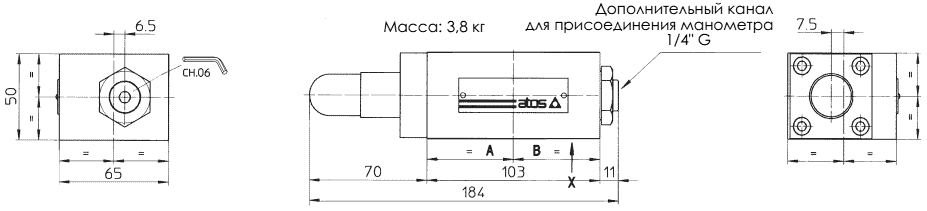 Размеры гидроклапанов KG-031/100(210)/V, KG-033/210(100)/V, KG-034/100(210)/V Размеры гидроклапанов KG-031/100(210)/V, KG-033/210(100)/V, KG-034/100(210)/V