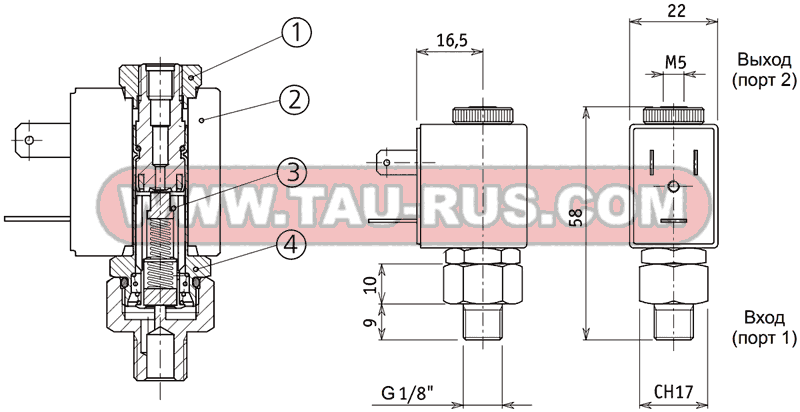 Устройство и размеры арматурных клапанов E204AB17, E204AV17