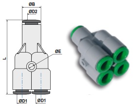 Коллектор-переходник цанговый, тип 2Y чертёж, фото