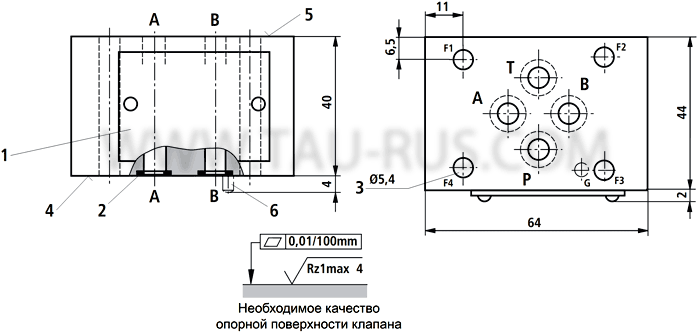 Размеры обратных клапанов Rexroth Z1S6A05(15,30,50)-40/V, Z1S6B05(15,30,50)-40/V, Z1S6C05(15,30,50)-40/V, Z1S6D05(15,30,50)-40/V, Z1S6E05(15,30,50)-40/V, Z1S6F05(15,30,50)-40/V, Z1S6P05(15,30,50)-40/V, Z1S6T05(15,30,50)-40/V