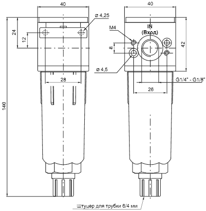 Размеры фильтров 17001B.A.P, 17001B.B.P, 17001A.B.PS, 17001A.B.P, 17101A.A.P, 17101B.B.P, 17101A.C, 17101A.B, 17101B.B.PS