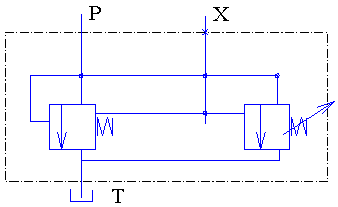 Гидросхема гидроклапана 20-10-2-11У, 20-20-2-11У, 20-32-2-11У