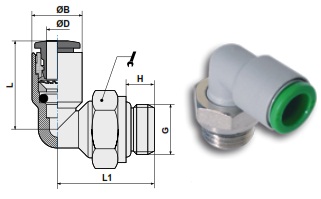 Фитинг цанговый угловой поворотный чертёж, фото