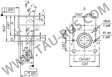 Размеры монтажного гнезда МКПВ 16/3Ф10 по ГОСТ 27790 (DIN 24342)