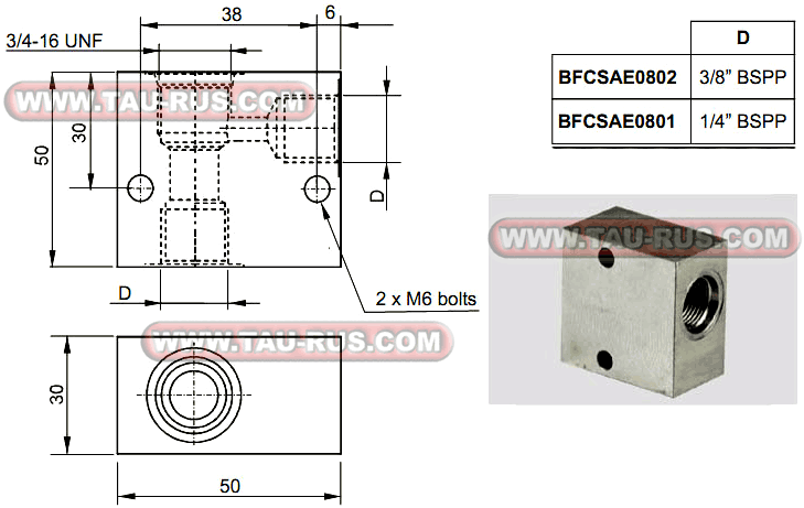 Плиты резьбовго монтажа для клапанов KT08-2NC/10N(V)-*, KT08-2NO/10N(V)-*