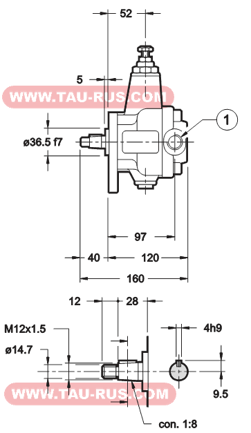 Размеры насосов пластинчатых PVD 9H/30, PVD-13H/30, PVD 17H/30