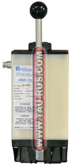 00.123.0_(PRD-13NY-SX) - Ручной насос для смазки, бак пластик 1л, 13см3/цикл, 35бар, выход слева, 00.123.1_(PRD-13NY-DX) - Ручной насос для смазки, бак пластик 1л, 13см3/цикл, 35бар, выход справа