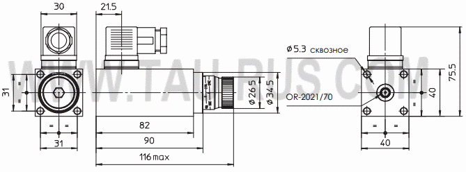 Размеры реле давления ATOS MAP-040, MAP-080, MAP-160, MAP-320, MAP-630 без адаптеров