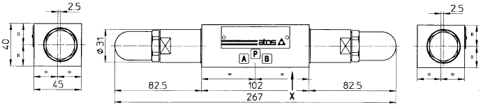 Размеры Гидроклапан HMP-015/50/V, HMP-015/100/VS, HMP-015/210/V, HMP-015/350/V