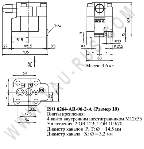 Размеры гидроклапана ATOS AGAM-10