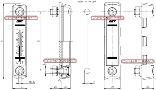 LT1P-M10 - Индикатор уровня масла 76 мм, LT2TP-M12 - Индикатор уровня масла (127 мм) с термометром, LT2P-M12 - Индикатор уровня масла 127 мм