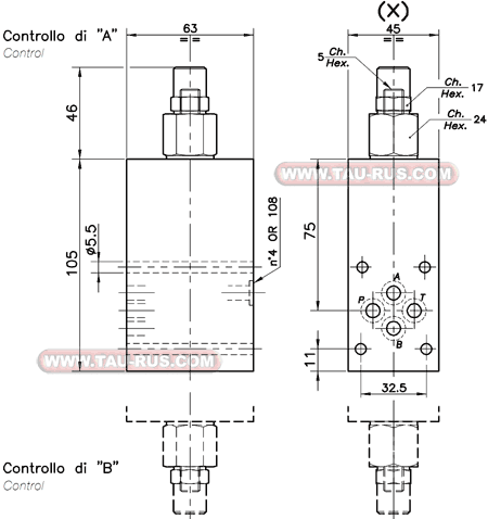 Размеры клапана OWC-SE-L6 (001.229.0X0) Размеры клапана OWC-SE-L6 (001.229.0X0)