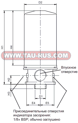 Размеры сливного фильтра FRC (FRC-TB034-F25L/10N, FRC-TB112-F25L/10N)