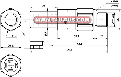 Размеры пропорциональных датчиков давления ISP-100/I(V)-D-CE, ISP-250/I(V)-D-CE, ISP-400/I(V)-D-CE0