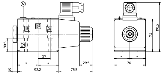 размеры распределителей DKER-1631/2-Х-110/50/60АC, DKER-1630/2-X-110/50/60АC