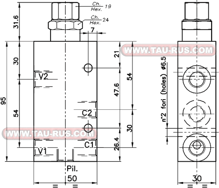 Размеры клапана OWC-30-SE-14-L (001.623.0X0) Размеры клапана OWC-30-SE-14-L (001.623.0X0)