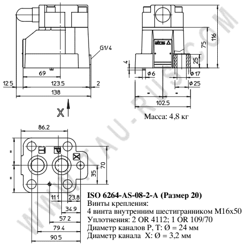 Размеры гидроклапана ATOS AGAM-20