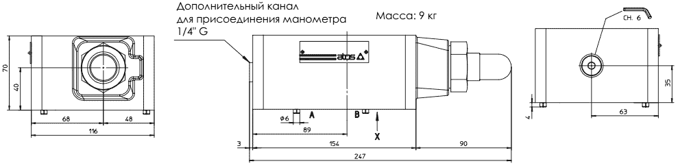 Размеры гидроклапанов JPG-311/100 / V, JPG-311/210 / V Размеры гидроклапанов JPG-311/100 / V, JPG-311/210 / V
