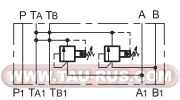 Гидросхема PRM5-DT* . Схема гидравлическая клапана PRM5-DT140/10N/K, PRM5-DT210/10N