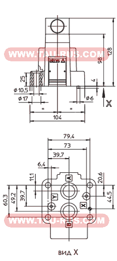 Размеры клапанов AGIR-20, AGIS-20, AGIU-20 ATOS 