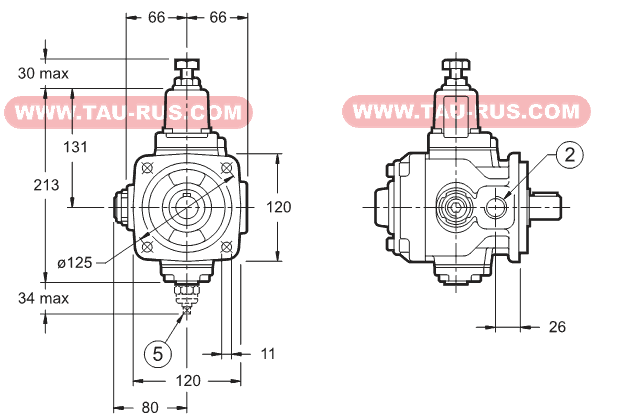 Размеры насосов пластинчатых PVD22H/30, PVD28H/30, PVD35H/30