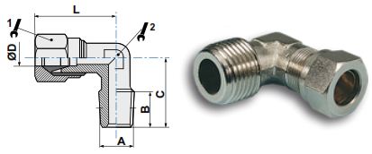 Фитинг угловой чертёж, фото