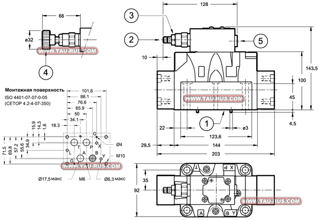 Габаритные и присоединительные размеры клапанов балансировочных DZC7-140/10N-IE/K1, DZC7-070/10N-II , DZC7-210/10N-IE