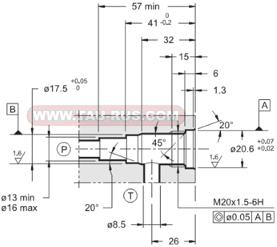 Посадочные размеры седла D-10B для гидроклапана CR