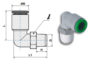 Фитинг цанговый угловой поворотный чертёж, фото