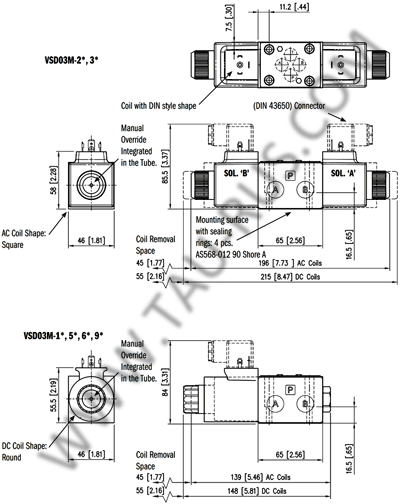 Размеры гидрораспределителей VSD03M-3A-A-42L(33L,34L)-C, VSD03M-3B-A-42L(33L,34L)-C, VSD03M-3G-A-42L(33L,34L)-C, VSD03M-3F-A-42L(33L,34L)-C, VSD03M-3L-A-42L(33L,34L)-C Размеры гидрораспределителей VSD03M-3A-A-42L(33L,34L)-C, VSD03M-3B-A-42L(33L,34L)-C, VSD03M-3G-A-42L(33L,34L)-C, VSD03M-3F-A-42L(33L,34L)-C, VSD03M-3L-A-42L(33L,34L)-C