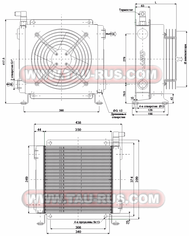 Схема размеров теплообменников SS30 Схема размеров теплообменников SS30